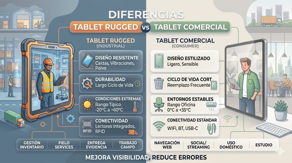 Tablet rugged vs tablet comercial LDM